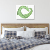 Olijfgroene hartdraak op wit canvas afdruk (Insitu (Slaapkamer))