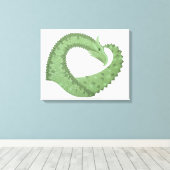 Olijfgroene hartdraak op wit canvas afdruk (Insitu (Houten vloer))