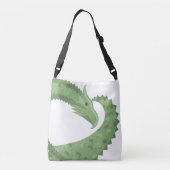 Olijfgroene hartdraak op wit crossbody tas (Achterkant)