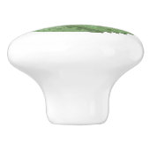 Olijfgroene hartdraak op wit keramische knop (Zijkant)
