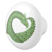 Olijfgroene hartdraak op wit keramische knop (Rechts)