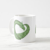 Olijfgroene hartdraak op wit koffiemok (Voorkant links)