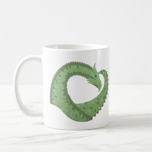 Olijfgroene hartdraak op wit koffiemok (Links)