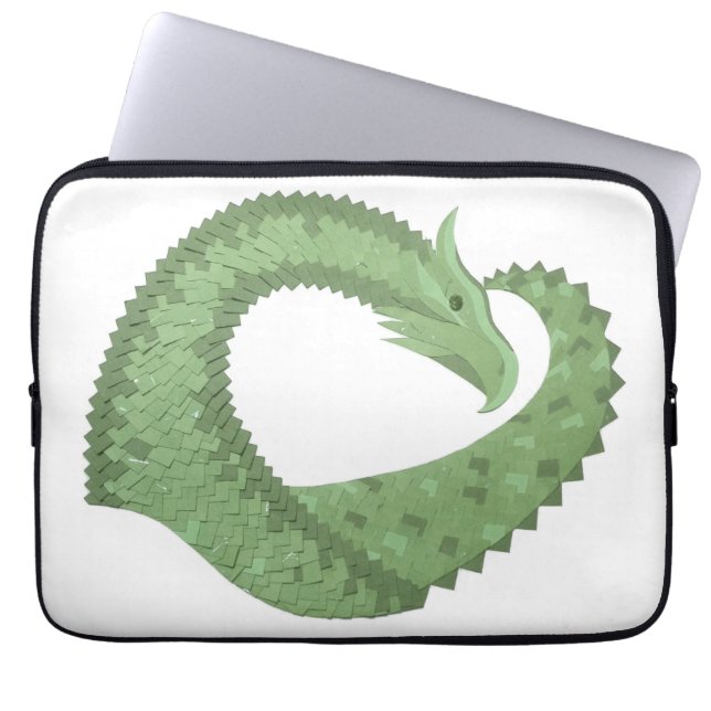 Olijfgroene hartdraak op wit laptop sleeve (Voorkant)