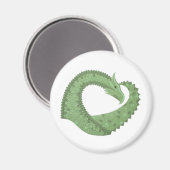 Olijfgroene hartdraak op wit magneet (Voorkant / Achterkant)