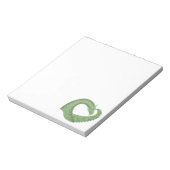 Olijfgroene hartdraak op wit notitieblok (Linkerzijde)