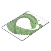 Olijfgroene hartdraak op wit notitieboek (Linkerzijde)
