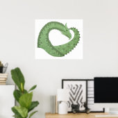 Olijfgroene hartdraak op wit poster (Thuiskantoor)