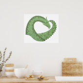 Olijfgroene hartdraak op wit poster (Keuken)