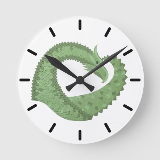 Olijfgroene hartdraak op wit ronde klok (Voorkant)