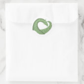 Olijfgroene hartdraak op wit ronde sticker (Tas)