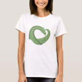 Olijfgroene hartdraak op wit t-shirt (Voorkant)