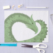 Olijfgroene hartdraak op wit tissuepapier (Craft)