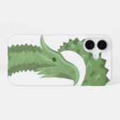 Olijfgroene harten draak op wit iPhone 16 hoesje (Achterkant horizontaal)