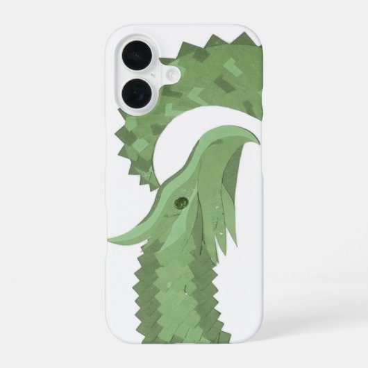 Olijfgroene harten draak op wit iPhone 16 hoesje (Achterkant)