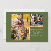 Olijfgroene "HO HO HO" fotocollage kerstkaart (Achterkant)