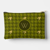 Olijfgroene houndstooth met gouden accent etui (Achterkant)