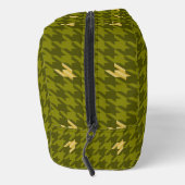 Olijfgroene houndstooth met gouden accent toilettasje (Rechts)
