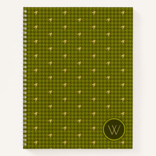 Olijfgroene Houndstooth Notitieboek met Gouden Acc
