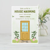Olijfgroene huis verwarming uitnodigingskaartenset kaart (Staand voorkant)