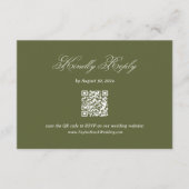 Olijfgroene Huwelijks RSVP Qr Code Informatiekaartje (Voorkant)