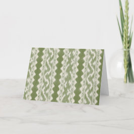 Olijfgroene Ikat op Crème, Blanco Binnenkant Kaart