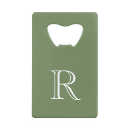 Olijfgroene initiële flessenopener van roestvrij s creditkaart flessenopener