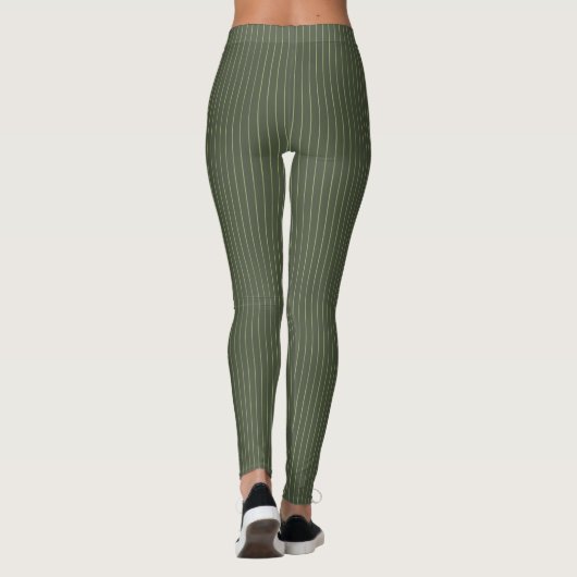 Olijfgroene instripsoorten leggings (Achterkant)