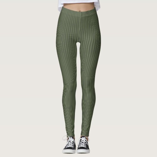 Olijfgroene instripsoorten leggings (Voorkant)