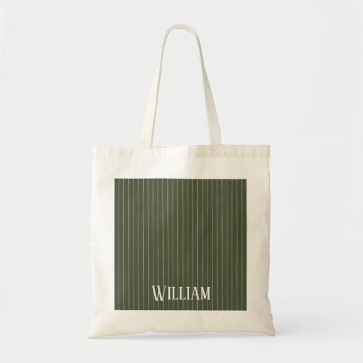 Olijfgroene instripsoorten tote bag (Voorkant)