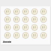 Olijfgroene ivoor monogram oude geld bruiloft ronde sticker (Vel)