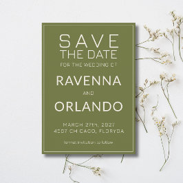 Olijfgroene Ivoren Oude Rijkdom Moderne Bruiloft Save The Date