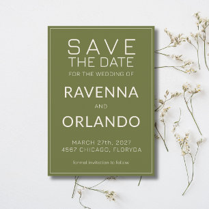 Olijfgroene Ivoren Oude Rijkdom Moderne Bruiloft Save The Date