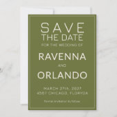 Olijfgroene Ivoren Oude Rijkdom Moderne Bruiloft Save The Date (Voorkant)