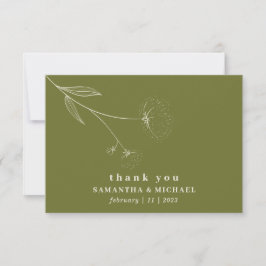 Olijfgroene katoenen bloem Boho beige dank je Kaart