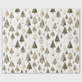 Olijfgroene kerstbomen cadeaupapier (Vlak)