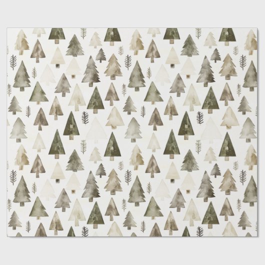 Olijfgroene kerstbomen cadeaupapier (Vlak)