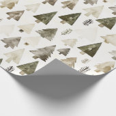 Olijfgroene kerstbomen cadeaupapier (Hoek)