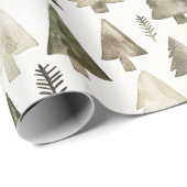 Olijfgroene kerstbomen cadeaupapier (Rol Hoek)