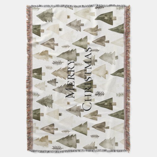 Olijfgroene kerstbomen deken (Voorkant Verticaal)