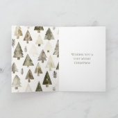 Olijfgroene kerstbomen Gold Glitter Circle Kaart (Binnen)