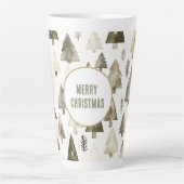 Olijfgroene kerstbomen Gold Glitter Circle Latte Mok (Voorkant)