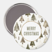 Olijfgroene kerstbomen Gold Glitter Circle Magneet (Voorkant / Achterkant)