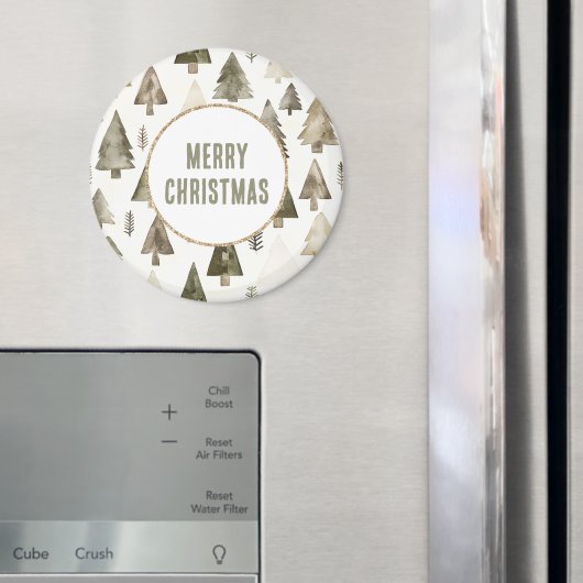 Olijfgroene kerstbomen Gold Glitter Circle Magneet (Insitu (Koelkast))
