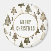 Olijfgroene kerstbomen Gold Glitter Circle Magneet (Voorkant)