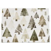 Olijfgroene kerstbomen groot cadeauzakje (Voorkant)