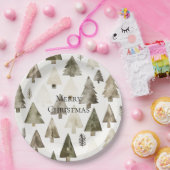 Olijfgroene kerstbomen papieren bordje (Feest)