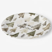 Olijfgroene kerstbomen papieren bordje (Gekanteld)