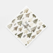 Olijfgroene kerstbomen servet (Hoek)