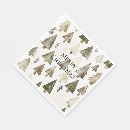 Olijfgroene kerstbomen servet (Hoek)